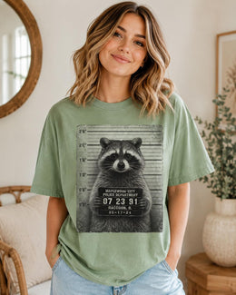 Raccoon Mugshot Shirt, Funny Raccoon Shirt, Trash Panda Tee, Sarcastic Animal Comfort Colors T-Shirt, Raccoon Gift