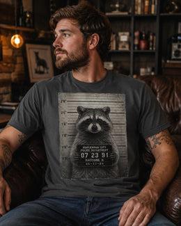 Raccoon Mugshot Shirt, Funny Raccoon Shirt, Trash Panda Tee, Sarcastic Animal Comfort Colors T-Shirt, Raccoon Gift