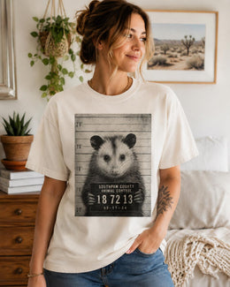 Opossum Mugshot Shirt, Funny Possum Shirt, Trash Animal Tee, Sarcastic Wildlife Comfort Colors T-Shirt, Possum Gift