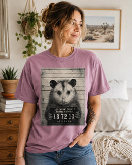 Opossum Mugshot Shirt, Funny Possum Shirt, Trash Animal Tee, Sarcastic Wildlife Comfort Colors T-Shirt, Possum Gift