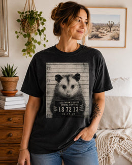 Opossum Mugshot Shirt, Funny Possum Shirt, Trash Animal Tee, Sarcastic Wildlife Comfort Colors T-Shirt, Possum Gift