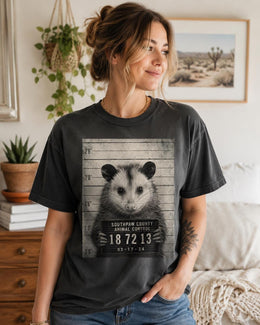 Opossum Mugshot Shirt, Funny Possum Shirt, Trash Animal Tee, Sarcastic Wildlife Comfort Colors T-Shirt, Possum Gift