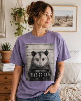 Opossum Mugshot Shirt, Funny Possum Shirt, Trash Animal Tee, Sarcastic Wildlife Comfort Colors T-Shirt, Possum Gift