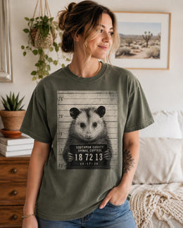Opossum Mugshot Shirt, Funny Possum Shirt, Trash Animal Tee, Sarcastic Wildlife Comfort Colors T-Shirt, Possum Gift