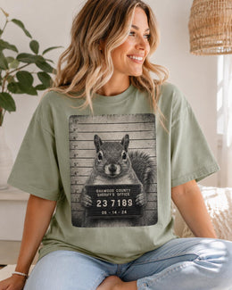 Squirrel Mugshot Shirt, Funny Squirrel Shirt, Sarcastic Animal Tee, Wildlife Lover Comfort Colors T-Shirt
