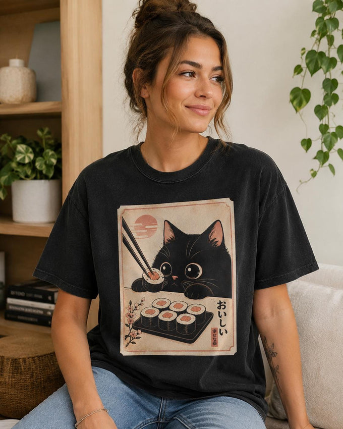 Black Cat Sushi Shirt
