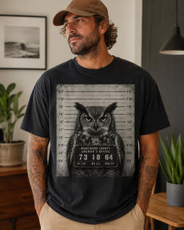 Owl Mugshot Shirt, Funny Owl Shirt, Sarcastic Animal Tee, Wildlife Lover Comfort Colors T-Shirt, Owl Gift