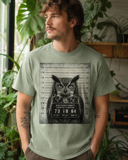 Owl Mugshot Shirt, Funny Owl Shirt, Sarcastic Animal Tee, Wildlife Lover Comfort Colors T-Shirt, Owl Gift