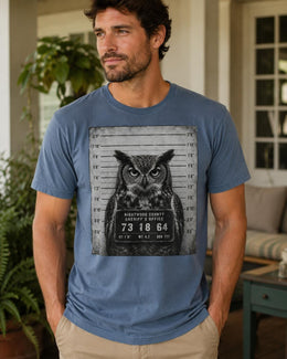 Owl Mugshot Shirt, Funny Owl Shirt, Sarcastic Animal Tee, Wildlife Lover Comfort Colors T-Shirt, Owl Gift