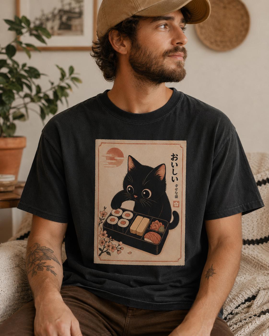 Black Cat Sushi Shirt
