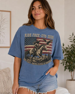 Ride Free 1776 Shirt, Patriotic Horse Shirt, USA 250 Years Tee, Western America Comfort Colors T-Shirt