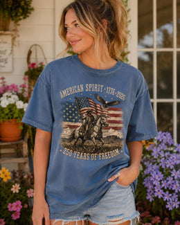 American Spirit 1776 Shirt, USA 250 Years Tee, Patriotic Western Horse Comfort Colors T-Shirt, Freedom Gift