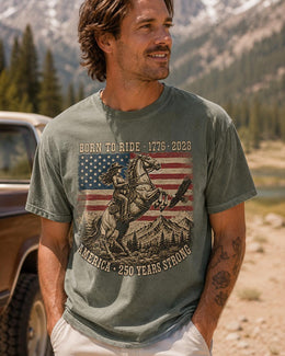 Born To Ride 1776 Shirt, Patriotic Horse Tee, USA 250 Years Strong Comfort Colors T-Shirt, Western Gift