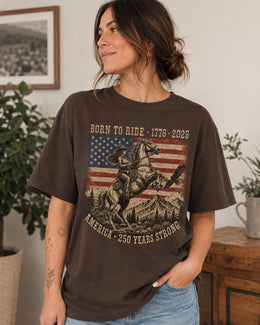 Born To Ride 1776 Shirt, Patriotic Horse Tee, USA 250 Years Strong Comfort Colors T-Shirt, Western Gift