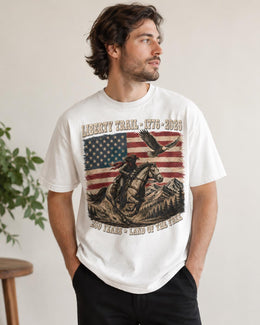 Liberty Trail 1776 Shirt, USA 250 Years Tee, Patriotic Western Horse Comfort Colors T-Shirt, Land Of The Free
