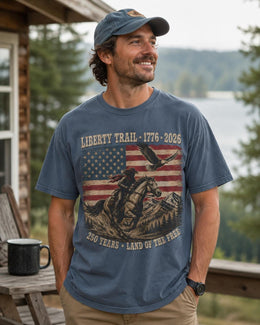 Liberty Trail 1776 Shirt, USA 250 Years Tee, Patriotic Western Horse Comfort Colors T-Shirt, Land Of The Free