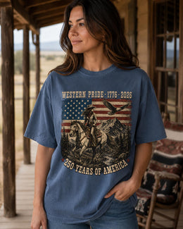 Western Pride 1776 Shirt, USA 250 Years Tee, Patriotic Horse Comfort Colors T-Shirt, Cowgirl America Gift