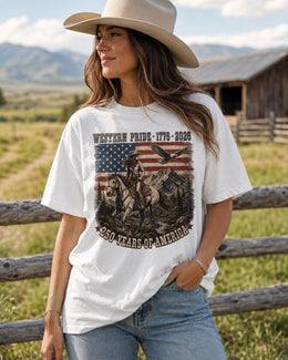 Western Pride 1776 Shirt, USA 250 Years Tee, Patriotic Horse Comfort Colors T-Shirt, Cowgirl America Gift