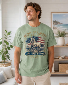 Spirit Of Liberty Horse Shirt, USA 250 Years Strong Tee, Patriotic Western Comfort Colors T-Shirt, 1776 Gift