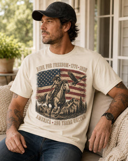 Ride For Freedom Shirt, USA 250 Years United Tee, Patriotic Western Horse Comfort Colors T-Shirt, 1776 Gift
