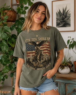 Saddle Up 1776 Shirt, American Legacy Tee, USA 250 Years Patriotic Western Horse Comfort Colors T-Shirt