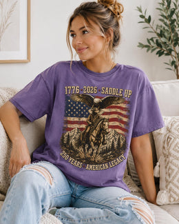Saddle Up 1776 Shirt, American Legacy Tee, USA 250 Years Patriotic Western Horse Comfort Colors T-Shirt