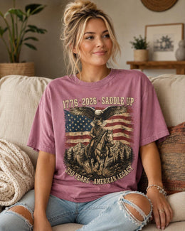 Saddle Up 1776 Shirt, American Legacy Tee, USA 250 Years Patriotic Western Horse Comfort Colors T-Shirt