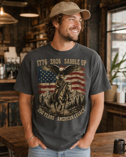 Saddle Up 1776 Shirt, American Legacy Tee, USA 250 Years Patriotic Western Horse Comfort Colors T-Shirt