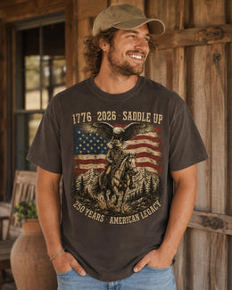 Saddle Up 1776 Shirt, American Legacy Tee, USA 250 Years Patriotic Western Horse Comfort Colors T-Shirt