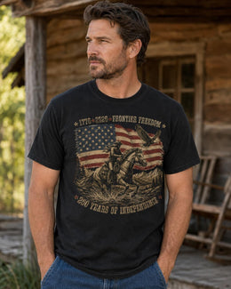 Frontier Freedom 1776 Shirt, USA 250 Years Independence Tee, Patriotic Western Horse Comfort Colors T-Shirt
