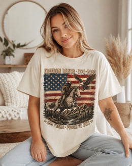 Freedom Ranch 1776 Shirt, Proud To Ride Tee, USA 250 Years Patriotic Western Horse Comfort Colors T-Shirt
