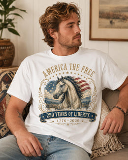 America The Free Horse Shirt, USA 250 Years Liberty Tee, Patriotic Western Comfort Colors T-Shirt, 1776 Gift
