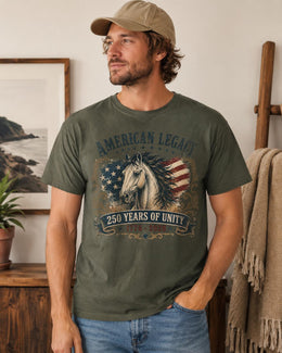 American Legacy Horse Shirt, USA 250 Years Unity Tee, Patriotic Western Comfort Colors T-Shirt, 1776 Gift