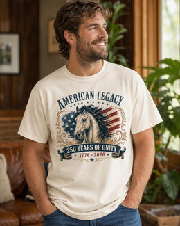 American Legacy Horse Shirt, USA 250 Years Unity Tee, Patriotic Western Comfort Colors T-Shirt, 1776 Gift