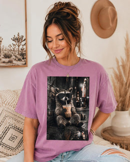 Raccoon Boba Tea Shirt, Funny Trash Panda Tee, Bubble Tea Lover Comfort Colors T-Shirt, Cute Animal Gift