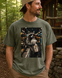 Raccoon Milkshake Shirt, Funny Trash Panda Tee, Coffee Frappuccino Comfort Colors T-Shirt, Cute Animal Gift