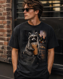 Raccoon Iced Coffee Shirt, Funny Trash Panda Tee, Coffee Lover Comfort Colors T-Shirt, Cute Animal Gift