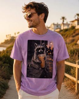 Raccoon Iced Coffee Shirt, Funny Trash Panda Tee, Coffee Lover Comfort Colors T-Shirt, Cute Animal Gift