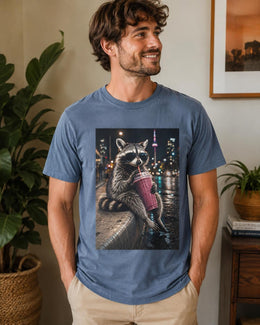 Raccoon Smoothie Shirt, Funny Trash Panda Tee, Cute Animal Comfort Colors T-Shirt, Berry Drink Lover Gift