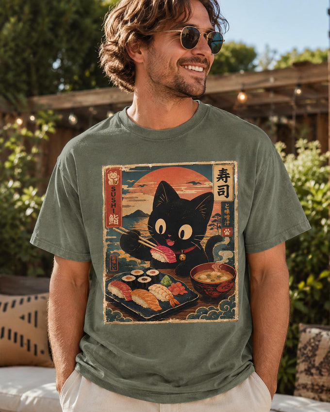 Black Cat Sushi Shirt