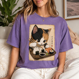 Calico Cat Sushi Shirt, Cute Sushi Cat Tee, Japanese Food Shirt, Cat Lover Gift, Anime Cat Comfort Colors T-Shirt