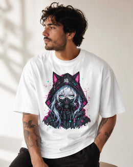 Cyber Cat Girl Shirt, Neon Anime Gamer Tee, Cyberpunk Techwear Comfort Colors T-Shirt, Kawaii Cat Girl Gift