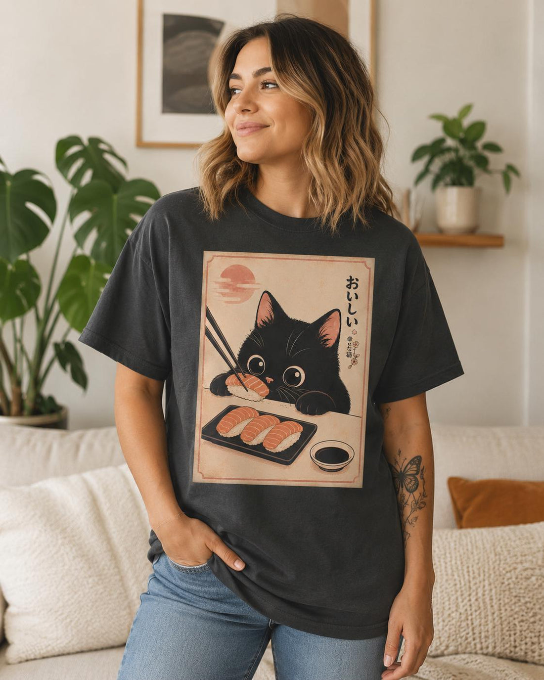 Black Cat Sushi Shirt