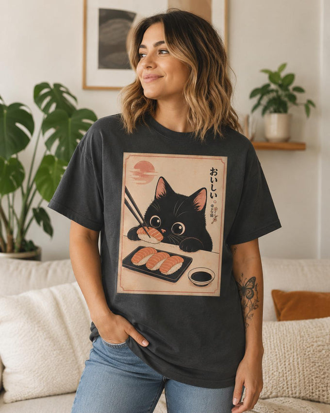 Black Cat Sushi Shirt