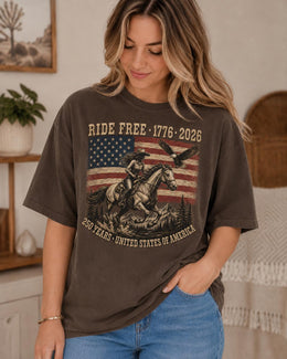 Ride Free 1776 Shirt, Patriotic Horse Shirt, USA 250 Years Tee, Western America Comfort Colors T-Shirt
