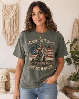 American Spirit 1776 Shirt, USA 250 Years Tee, Patriotic Western Horse Comfort Colors T-Shirt, Freedom Gift