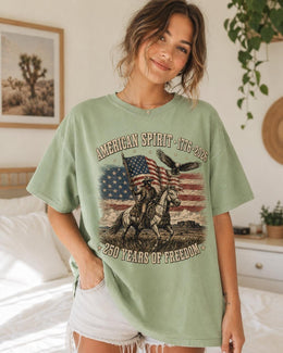 American Spirit 1776 Shirt, USA 250 Years Tee, Patriotic Western Horse Comfort Colors T-Shirt, Freedom Gift