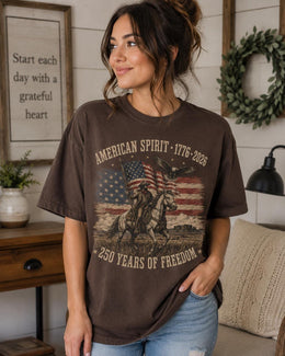 American Spirit 1776 Shirt, USA 250 Years Tee, Patriotic Western Horse Comfort Colors T-Shirt, Freedom Gift