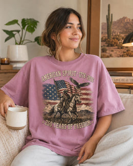 American Spirit 1776 Shirt, USA 250 Years Tee, Patriotic Western Horse Comfort Colors T-Shirt, Freedom Gift