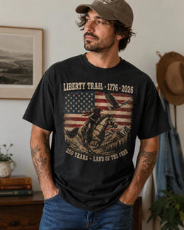 Liberty Trail 1776 Shirt, USA 250 Years Tee, Patriotic Western Horse Comfort Colors T-Shirt, Land Of The Free